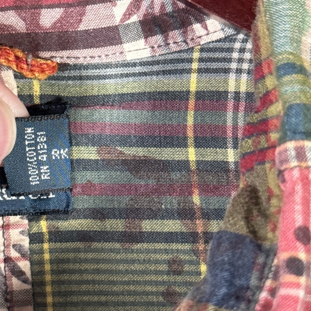Polo Ralph Lauren Shirt Mens M Paisley Patchwork Madras Plaid Epaulet Pockets - Picture 4 of 11